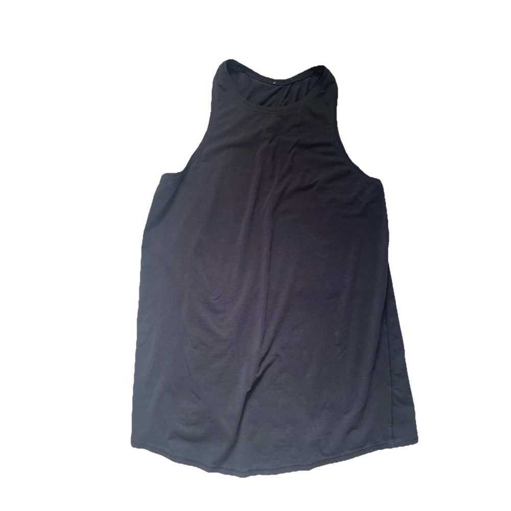 Lululemon All Tied Up Tank Top Black Pima Cotton Open Back‎ Yoga Running 4/6
